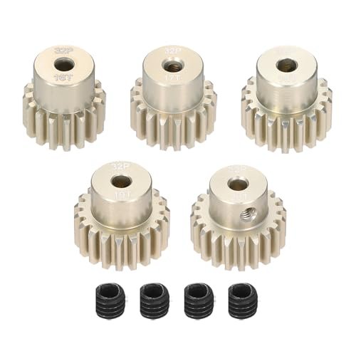 Rebower 5Pcs 32P Pinion Gear Set 16T 17T 18T 19T 20T for 3.175 mm Shaft Aluminium Alloy Pinion Gear with Screws Compatible with 370z RC Body