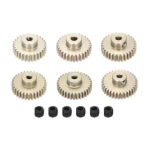 Rebower 6Pcs M0.6 Pinion Gear Set 28T 29T 30T 31T 32T 33T for 3.175 mm Shaft Aluminium Alloy Pinion Gear with Screws Ideal for RC Turboprop Plane