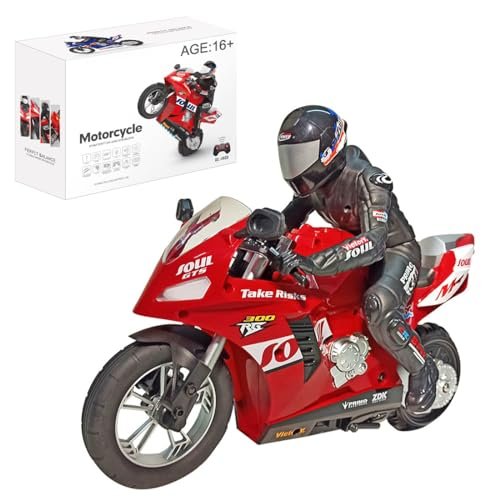 DERELOAS RC Motorcycle Bike 1 6 Scale Remote Control Stunt Bike with Dual Motor and 6 Axis Gyroscop for Adults Red