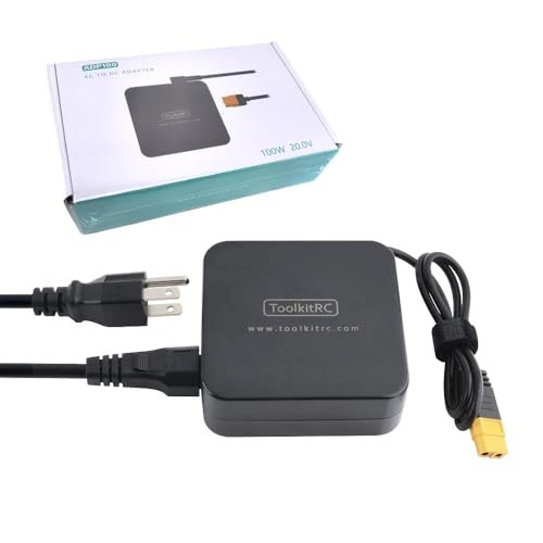 ToolKitRC ADP100 20V 100W RC Charger Adapter XT60 Power Supply for 20V RC Truck and FPV Drone Battery Charger