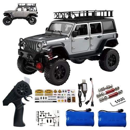 Skymaker MN128 1/12 Scale RC 4x4 Off Road Trucks 4WD Crawler with 2 4G Remote Control and LED Lights Silver