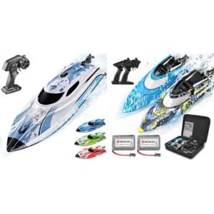 BEZGAR RC Boats TX126 TX2P1 Remote Control Boat for Pools Lakes with Capsize Recovery and LED Lights