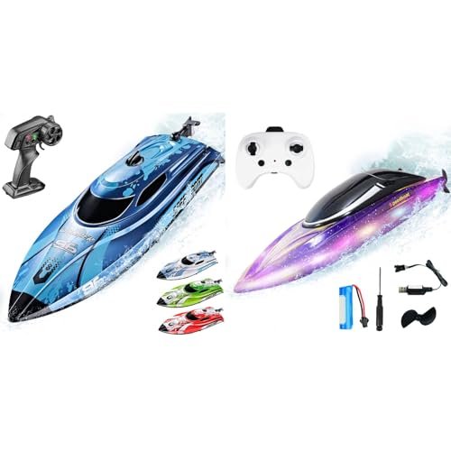 BEZGAR TX126 RH708 Remote Control Boat for Adults and Kids with LED Lights and Waterproof Design