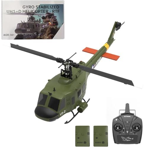 Wooptoothy YUXIANG F07 UH 1D Sigma RC Helicopter 1 34 Scale 2 4G 6CH Brushless Direct Drive Flybarless Helicopter Model with 6 Axis Gyro 3D 6G RC Aircraft Model Toys 2 Batteries