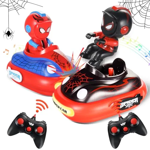 MEDMHSMA Spider Remote Control Bumper Car Set of 2 with RC Car Driver Figures Mini RC Cars Featuring Light Sound Effects and 360° Rotation for Kids Ages 3 13