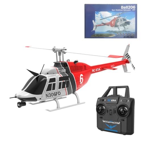 Wooptoothy C138 Bell206 RTF Trainer RC Airplanes 1:33 Scale 2.4G 6CH Single Propeller Helicopter with Six-axis Gyroscope for Adults & Beginners