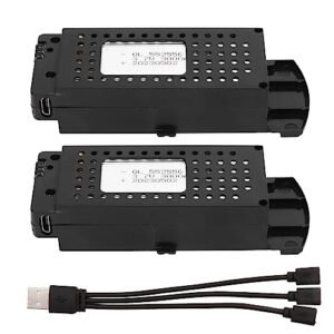 2PCS Drone Battery 3.7V 3000mAh Lithium Battery Replacement for S6 G6 Drones with 3 in 1 Cable