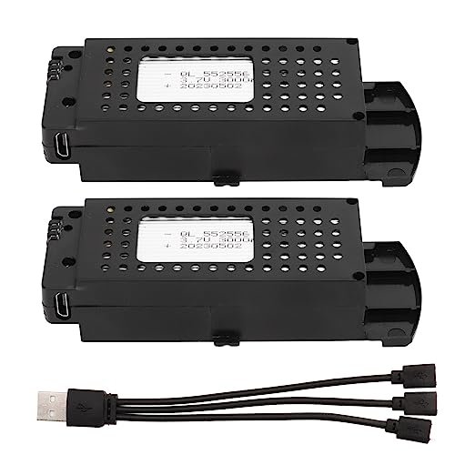 2PCS Drone Battery 3.7V 3000mAh Lithium Battery Replacement for S6 G6 Drones with 3 in 1 Cable