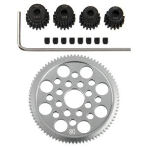 7075 Aluminum Alloy 48P Spur Gear 80T and Pinion Gear Set 16T 17T 18T 19T 3.175mm Shaft for 1 10 RC Cars