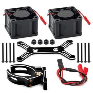 Metal Heatsink Double Motor Cooling Fan 6 12V 14600RPM for 1/5 Scale RC Dyno TRAXXAS X Maxx 4985 1717 Motor ARRMA 6S 8S RC Cars Black