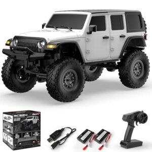 RCS24 1 24 Scale RC Truck Climbing 4x4 Off Road Crawler Remote Control Monster Truck with Bright Headlight 2 Batteries Waterproof All Terrain Hobby Toy RTR White