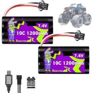 7.4V 1200mAh 10C Li ion Battery SM3P Plug for Threeking TK3086B WPL C54 RC Tank M1A2 MN82 Remote Control Car Toys G03060R Amphibious Trucks C60 with Charger