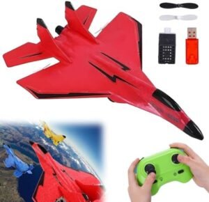 2025 New Remote Control Wireless Airplanes Toy,Remote Control Helicopter Drones RC Jet Fighter Planes Toys with Lights,2.4GHz Foam RC Remote Control Fighter Model Toy for Adults Outdoor. (Red A)
