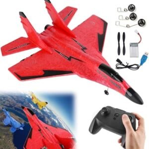 2025 New Remote Control Wireless Airplanes Toy,Remote Control Helicopter Drones RC Jet Fighter Planes Toys with Lights,2.4GHz Foam RC Remote Control Fighter Model Toy for Adults Outdoor. (Red B)