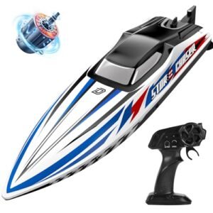 DEERC Fast Brushless RC Boat with RC Servo Speed Control 30 mph 3S Remote Control Racing Boats for Adults and Kids