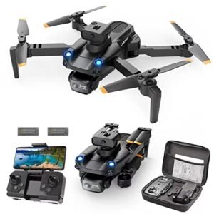 Sunydog Remote Control Drone with Daul Camera 4K 5-Sides Obstacle Avoidance Optical Positioning 5GWIFI FPV Foldable Quadcopter with Storage Bag 2 Battery