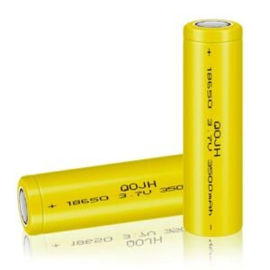 QOJH 2Pack 18650 Battery 3500mAh 3.7 Volt Rechargeable Flat Top Ideal for 12.8 Volt RC Battery Needs and More Yellow