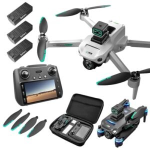 Mcookoe Evolution 60 RC Engine Drone with 4K Camera GPS HD 5G Remote Controller 5.9 Inch Screen Obstacle Avoidance 3 Battery 60 Mins Flight Professional Drone White