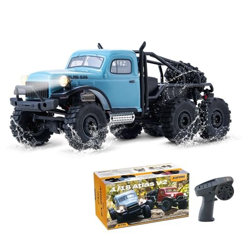 EAZYRC FMS Atlas 6x6 1/18 RC Truck Rock Crawler RTR Waterproof with LED Lights and 6x6 All Wheel Drive