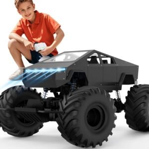 INGQU 1/8 Big Monster Truck Toys XXX Large Alloy 4WD Off Road Remote Control RC Truck with 3 Powerful Motors LED Headlight 2.4GHz All Terrain Rock Crawler for Boys Kids Age 6 to 12