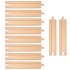ORBRIUM 10X 8 inch Wooden Straight Track Compatible with Thomas Brio IKEA Melissa Doug Featuring the Best RC Tires for Dirt Track