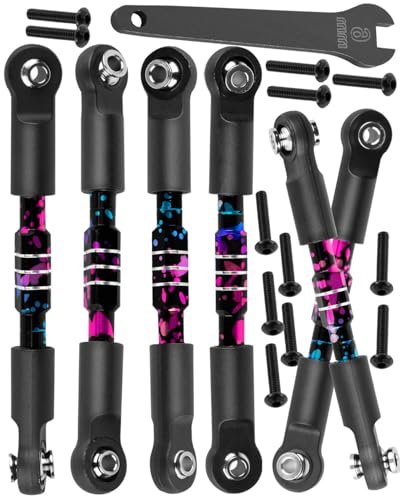 HopsupRC Adjustable Turnbuckles Camber Links Steering Links Upgrade Kit for Big 4x4 RC Trucks Including 1/8 Typhon and 1/10 Big Rock V3 Models 6PCS Set