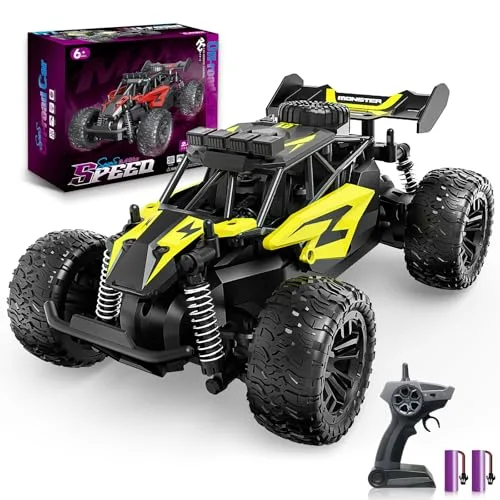 Carox 1 16 Scale RC Car for Kids with Advanced Shock Absorption 2.4GHz High Speed Electric Monster Truck 20km h Dual 1000mAh Rechargeable Batteries All Terrain Tires Ideal Gift for Boys Aged 6 12