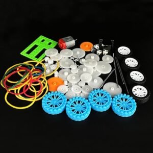 DIY Model Toy Car Building Kit Plastic Gear Set with DC Motor Wheels Axles and Rubber Bands for Creative Projects