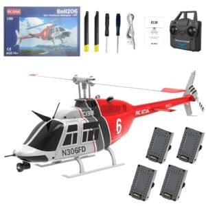 Retropo RC ERA C138 1/30 Scale 4 Rotor Helicopter for Adults 2.4G 6CH with Altitude Hold Optical Flow Positioning 4 Batteries RTF Version Red Black White