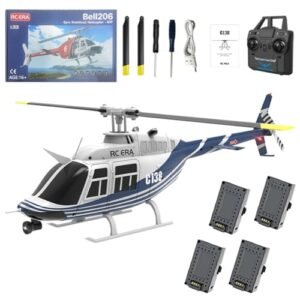 Retropo RC ERA C138 1/30 Scale 4 Rotor RC Helicopter for Adults with Altitude Hold and Optical Flow Positioning RTF Version Blue White