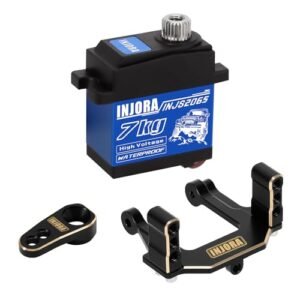 INJORA 7KG High Voltage Waterproof 2065 Digital Servo with Mount and Horn for 1/18 Scale RC Tires and Wheels Upgrade