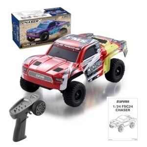 BEEZRC 1/24 FSC Chaser RC Short Course Truck 4WD RTR Fast Off Road Remote Control Car for Adults Beginners Red