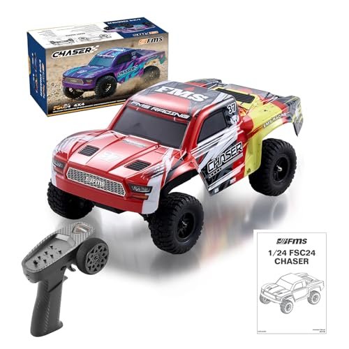 BEEZRC 1/24 FSC Chaser RC Short Course Truck 4WD RTR Fast Off Road Remote Control Car for Adults Beginners Red