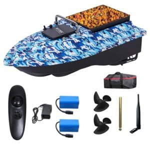 SINJEE RC Bait Boat with 546 Yard Range Remote Control 4.4lb Loading Capacity and Dual Motor Battery System for Long Range Fishing