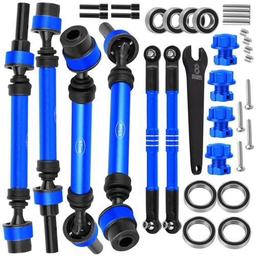 Jett RC Engines Compatible RC Upgrades Part for 1/10 WideMaxx 89086 4 RC Car 45 Steel Drive Shaft CVD Axles Driveshaft and Aluminum Turnbuckles Camber Links Hops Up Navy Blue