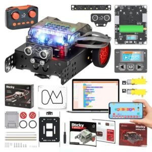WhalesBot Rocky Coding Robot Kit Engineering Dynamics RC Hibbeler Inspired Educational Toy for Kids 8-16 with Modular Scratch Python C Programming