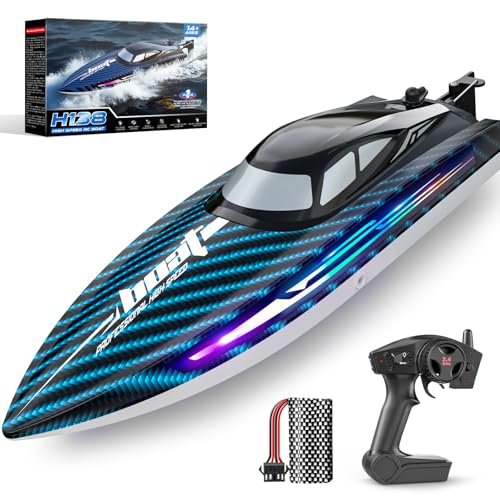 ProBoat 30KMH Fast Speed RC Boat with Long Lasting Battery for RC Boat 7 LED Light Modes Waterproof Electric Remote Control Boat for Adults and Kids