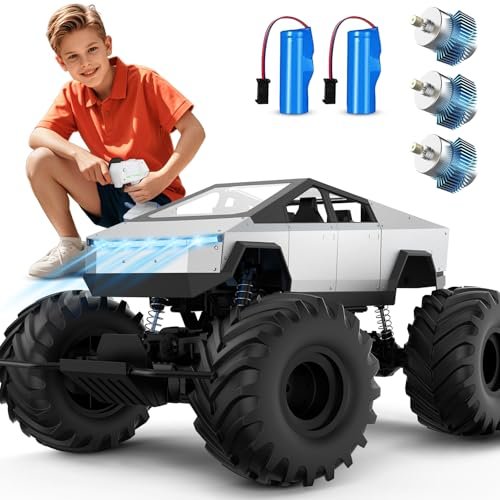 INGQU 1/8 Big Monster Truck Toys XXX Large Alloy 4WD Off Road Powerful RC Monster Truck with 3 Motors LED Headlight 2 4GHz All Terrain Rock Crawler for Boys Kids Age 6 to 12