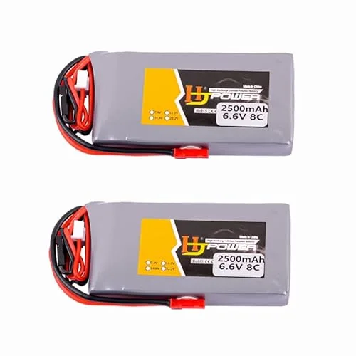 Cecicebb 6.6V 2500mAh 8C LI FE Battery Pack for RC Dolphin Jet Receiver 18SZ 14SG 10J T8J T6J 7PX 4PX 4PV 4PLS 4PK 3PV T4PM 2 Pack