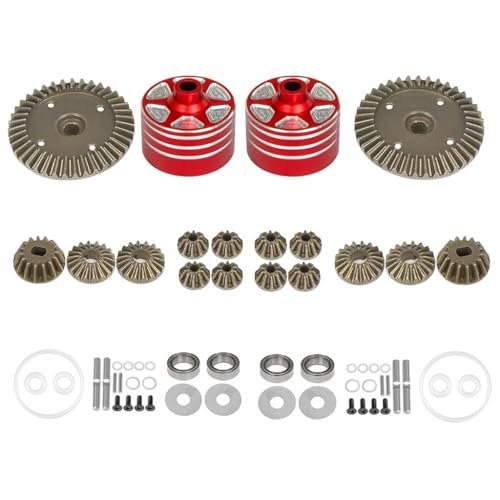 Engel RC Submarine Metal Front Rear Differential Gear with Diff Shell for Tamiya XV02 MB01 XM01 RC Car Red