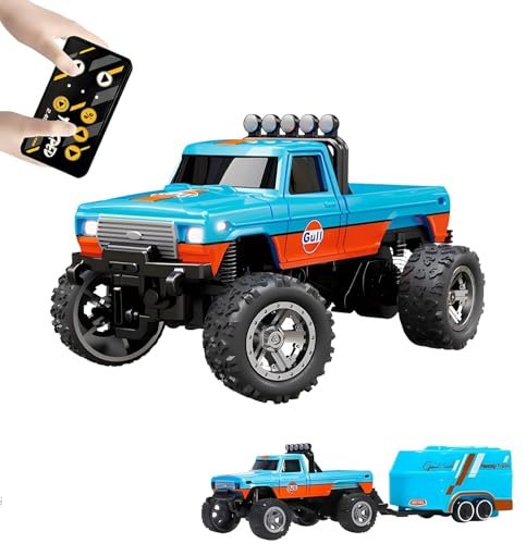 Mini RC Monster Truck 1/64 Scale Remote Control Car with Lights and Adjustable Speed by XYZ Brand