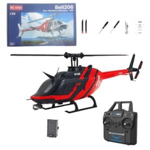 OYDL C138 Bell 206 RC Helicopter Train Arriere 206 RC 1/33 Scale 2.4G 6CH 6 Axis Gyro Brushless Optical Flow Positioning Altitude Hold RTF