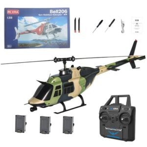 OYDL C138 Bell 206 RC Helicopter Tutorial for Adults 1/33 Scale 2.4G 6CH 6 Axis Gyro Brushless Optical Flow Positioning Altitude Hold RTF with 3 Batteries