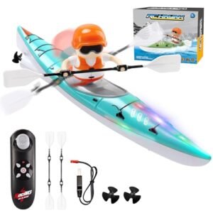 Britik RC Boat Fun for Kids 6 12 Smart Water Sensor LED Lights Dual Modes 2.4GHz Remote Control Speedboat Toy Blue
