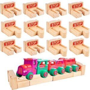 12 Pcs Wooden Train Track Accessories Compatible with All Major Wooden Railways Including RC Wood Boat Plans Enthusiasts