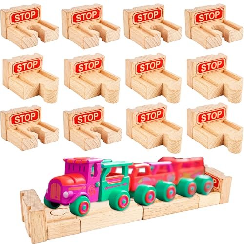 12 Pcs Wooden Train Track Accessories Compatible with All Major Wooden Railways Including RC Wood Boat Plans Enthusiasts