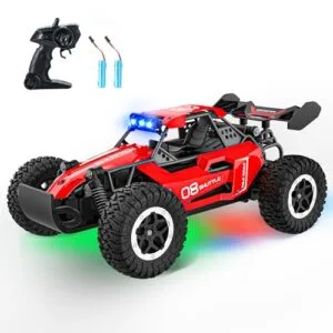 SZJJX Red RC Monster Truck for Kids 3 4 5 6 7+ Years High Speed 20 KMH 2.4GHz 2WD Rechargeable Remote Control Car with LED Lights