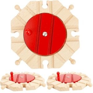 Playmobil RC Steam Train Compatible Wooden Train Track Turntables 3 Pack Expansion Set