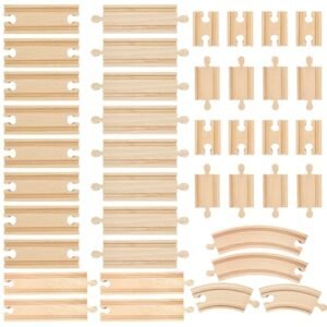 40 Pcs Premium RC Wheel Adapters Wooden Train Track Expansion Pack Compatible with All Major Brands