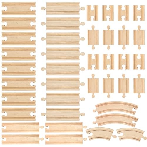 40 Pcs Premium RC Wheel Adapters Wooden Train Track Expansion Pack Compatible with All Major Brands